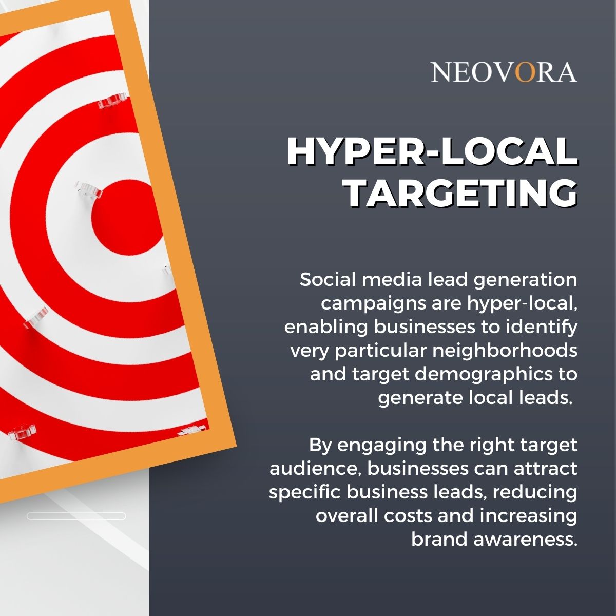 A red and white target with the words hyper local targeting.